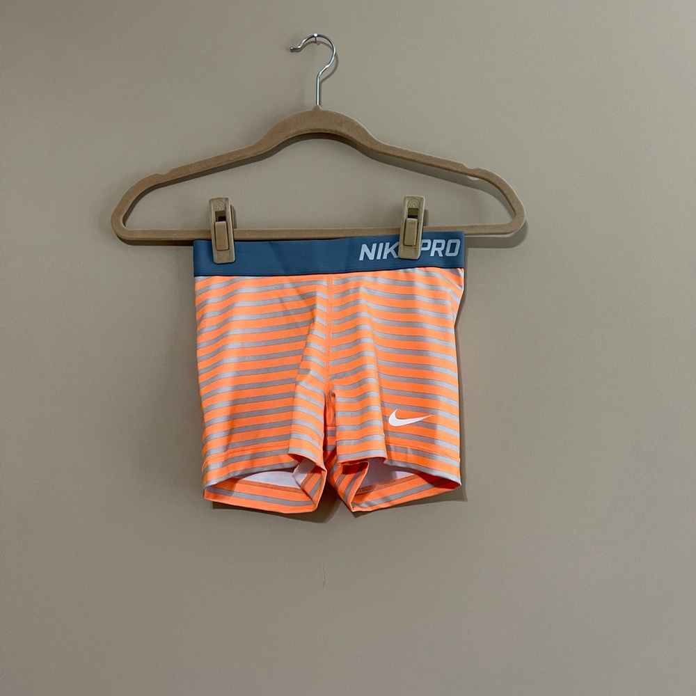 Nike Pro Dri-Fit Neon Orange/Grey Athletic Shorts